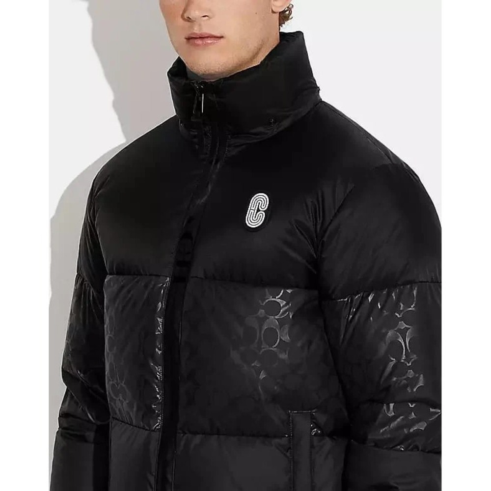 Coach Monogram ColorBlock Puffer Down Jacket Men 2XL Black Warm Designer NWOT